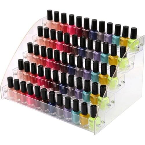 Nail Polish Rack Lipstick Jewelry Display 5 Tier New Style Makeup Cosmetic Clear Acrylic Organizer Makeup Shelf 33*22.3cm