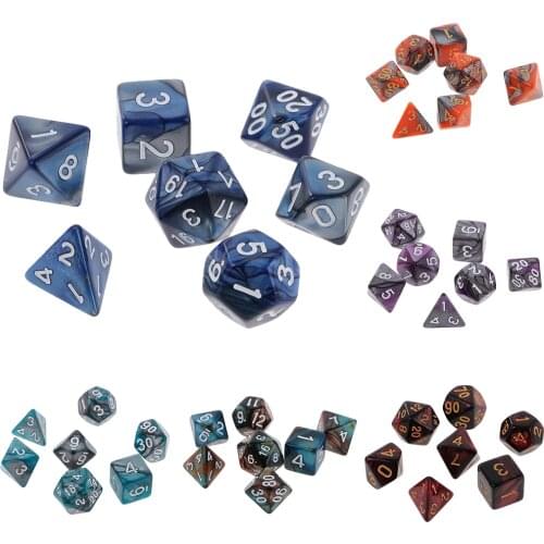 7-Die Polyhedral Dice Set Digital Double Color Dices for DND D&D RPG Roleplaying Games Party Supplies