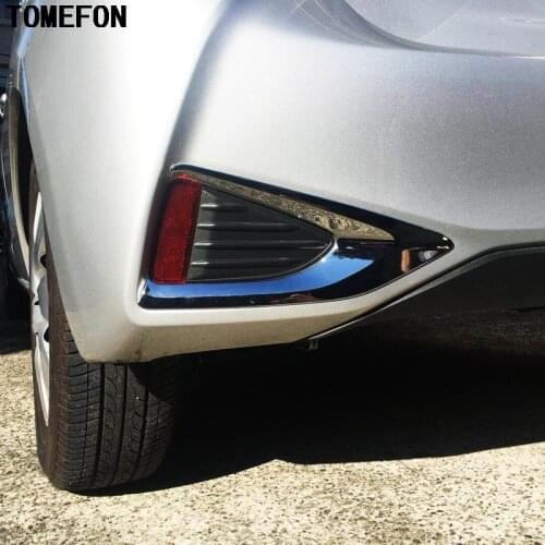 TOMEFON For Toyota YARIS VITZ 2017 2018 ABS Chrome Rear Fog Light Cover Strip Bumper Accessories Trim Exterior Styling 2pcs