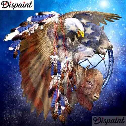 Dispaint Full Square/Round Drill 5D DIY Diamond Painting "Eagle wolf" Embroidery Cross Stitch 3D Home Decor A10562