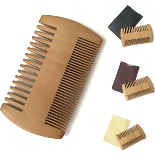 New Wooden Beard Comb Anti Static Wood Pocket Comb with Fine Coarse Teeth For Beard Hair Mustaches Beard Hair Comb Maquiagem