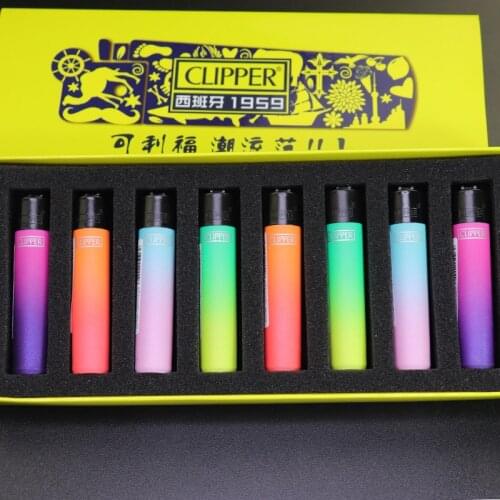 Original Clipper Lighter 8 Pcs In Box Nylon Torch Free Fire Refillable Gas Cigarette Flint Gasoline Cigar Lighter Gadget for Men
