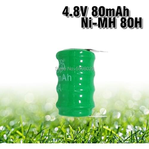 4.8V 80MAH Rechargeable Ni-MH Button Cell Battery With Pins For Car LED Torch Lenser PLC Data backup power