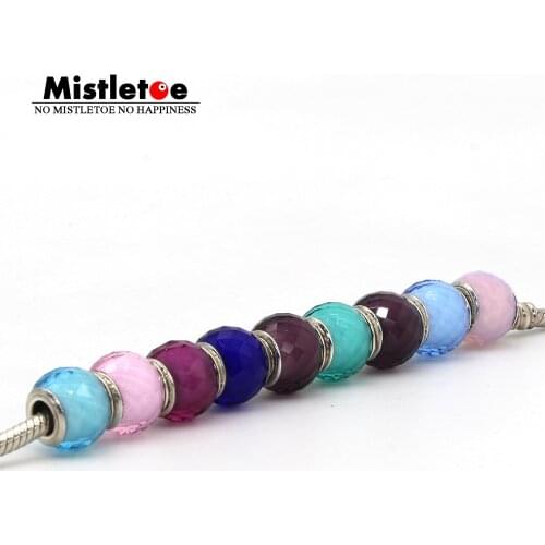 Authentic 925 Sterling Silver Faceted Pink Blue Purple Red White Murano Glass Charm Bead Fit European Bracelet Jewelry