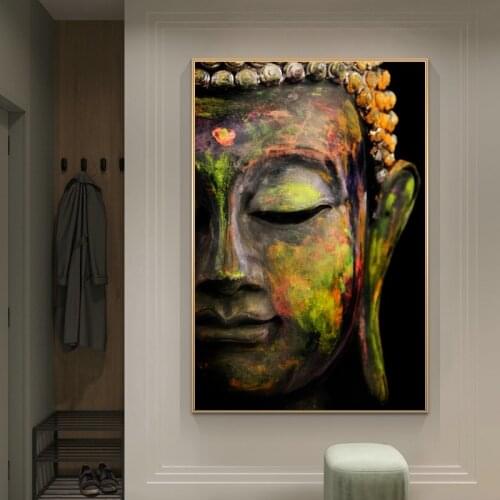 Half Face Buddha Wall Art Posters And Prints Gold Buddha Canvas Paintings On the Wall Buddhism Art Picture Home Wall Decoration