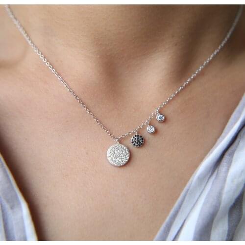 Latest fashion sweet rainbow donuts pendant necklace for women 925 sterling silver jewelry girls round colorful chain gift