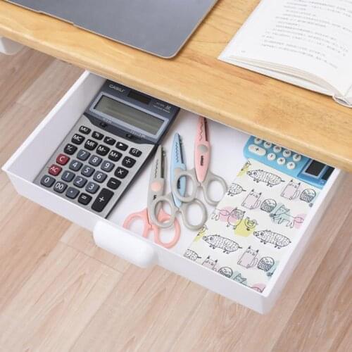Self-adhesive Hidden Table Under Desk Storage Drawer Storage Rack Pen Pencil Containe Office Stationery Under-drawer Holder Case