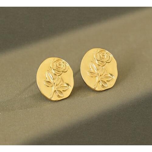 SHANICE S925 Sterling Silver Stud Earring ins French retro romantic rose flower round earrings female niche irregular Punk Jewel