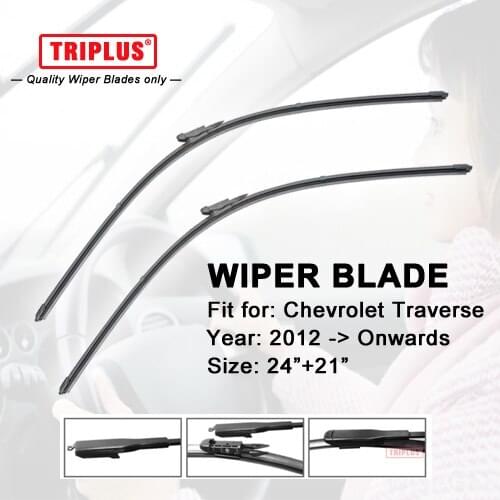 Wiper Blade for Chevrolet Traverse (2012-Onwards) 1set 24"+21",Flat Aero Beam Windscreen Wiper Frameless Soft Boneless Blades