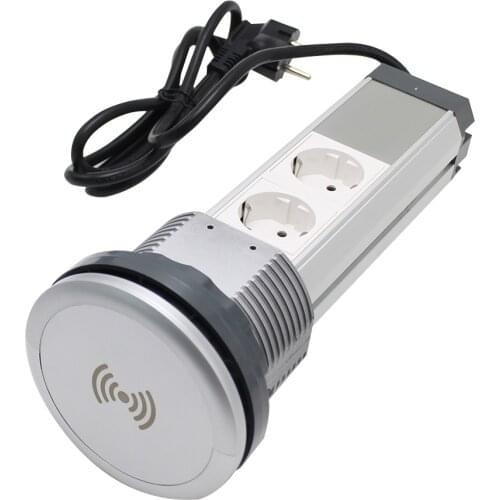 3 Power EU Plug Hidden Kitchen Table Pop Up Electrical Socket Power 2 Charge USB /wireless Charger Port Motorized Pop Up Power