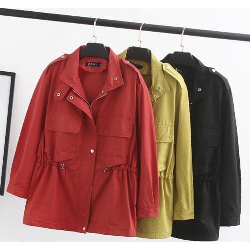 2019 New Plus size 4XL Casual Trench coat Women Spring Autumn Thin Windbreaker Female Belt slim Coat Student Tops Outerwear G607