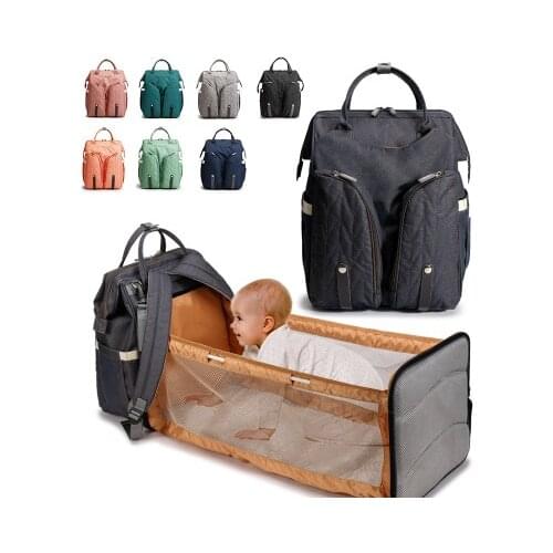 Upgraded Folding Baby Bed Mummy Bag Multifunctional Fashion Maternal and Baby Bag Large Capacity Backpack Diaper Bag