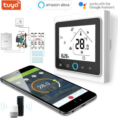 Tuya 95~250V WiFi Smart Thermostat Temperature Controller for Water electric thermal actuator valve head Works With Alexa Google