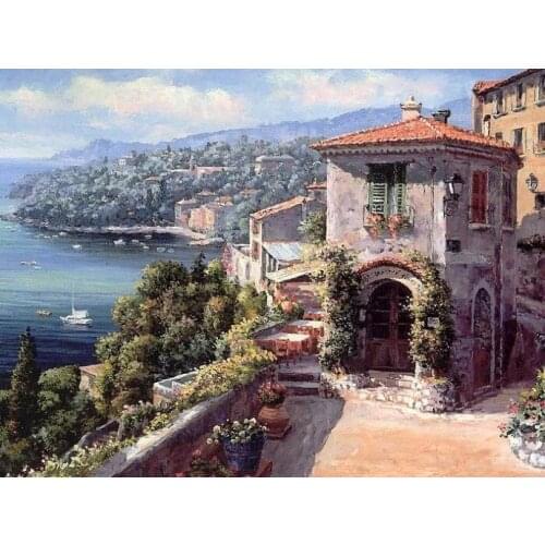 Needlework,Oil Painting Scenic Seaside 14CT Unprinted For Embroidery,DIY Cross stitch kit,Art Pattern Cross-Stitching Decor