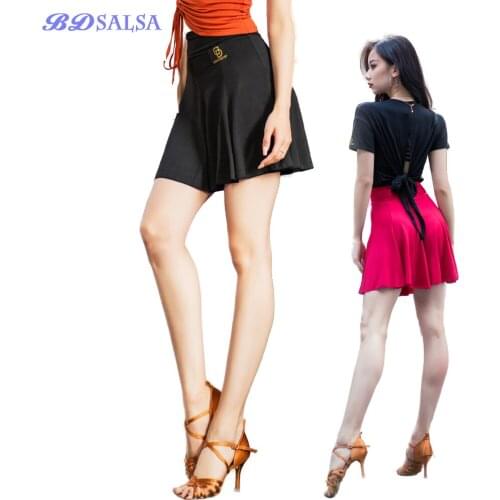 Latin Dance Skirt New Practice Clothes Dancing Female Adult Big Swing ZD40 Rumba Student High Quality Pleated Skirt BLACK HOT