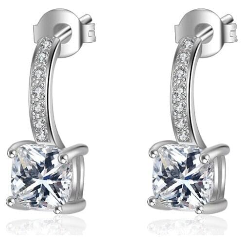 925 Sterling Silver Fashion Shiny Zircon Stud Earrings for Women Girls New Hot Sale Wholesale Jewelry Gift Drop Shipping