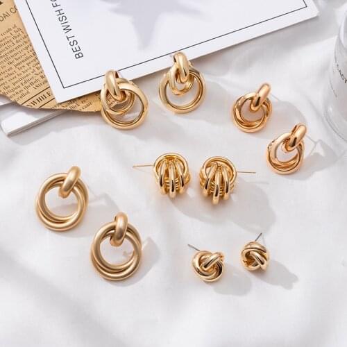 Vintage Gold Earring Small Circle Geometric Round Earrings For Women Unusual Metal Statement Earrings ZA 2021 Trend Jewelry Punk