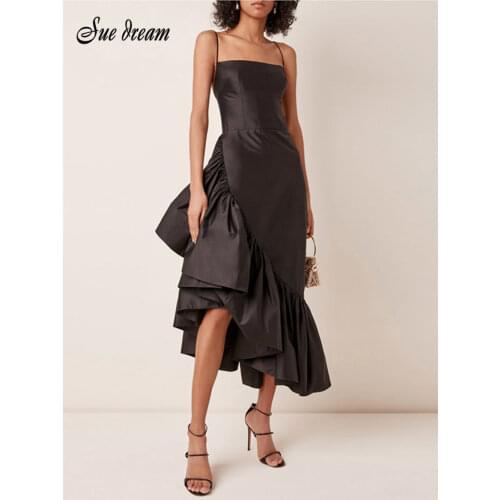 2021 Summer Womens Ruffled Patchwork Pleated Elegant Dress New Sexy Backless Sleeveless Fashion Trendy Party Dress Vestido