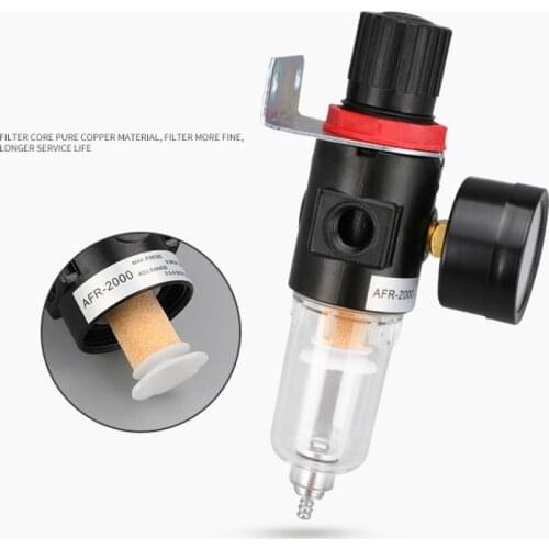 1pc AFR-2000 Pneumatic Filter Air Treatment Unit Pressure Regulator Compressor Reducing Valve Oil Water Separation AFR2000 Gauge