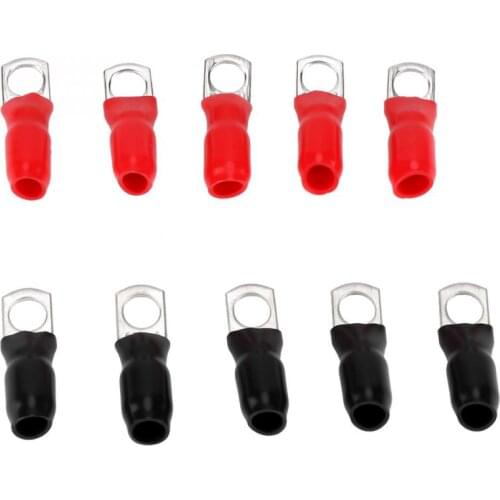 10 Pcs Car Spade Connector Splice Crimp Wire Terminals Red Black Medium Size Vehicle Copper Joint Terminal Wire Connector
