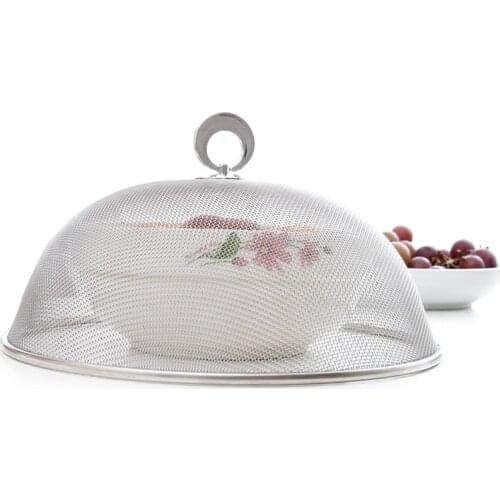 28x12cm simple stainless steel leftover food cover household meal cover dust-proof dish cover table cover umbrella anti pest