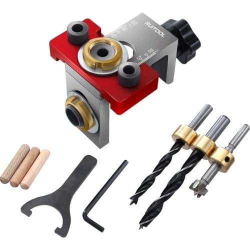 1Set Hole Drilling Positioner Pocket Hole Jig System 3 in 1 Woodworking Hole Drill Punch Locator Industrial Tools
