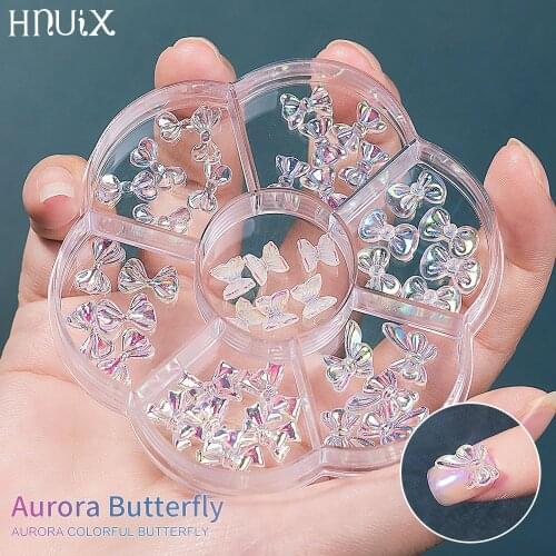 HNUIX 3D Resin Butterfly Glitter AB Nail Art Decorations Summer Home Fashion Nail Polish Ornament Manicure Decals Accessories