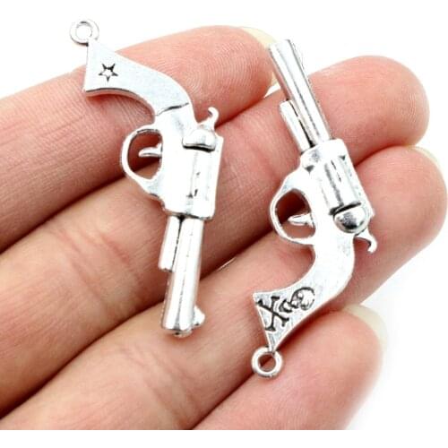 50x21mm 3pcs/lot Antique Silver Plated Gun Handmade Charms Pendant:DIY for bracelet necklace-R4-25
