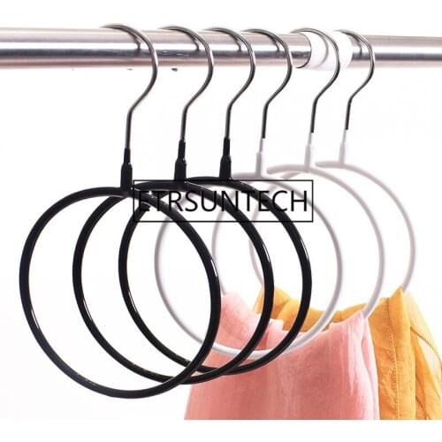 50pcs/lot Storage Rack Metal Silk Scarf Hanger Round Ring Organizer Toroidal Circle Garment Belt Tie Towel Clothes Shelf Holder