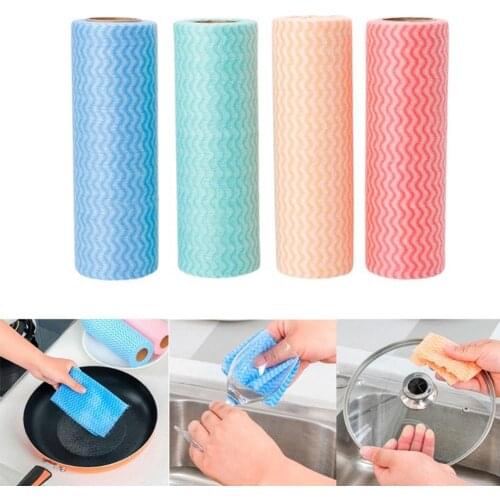50Sheets/Roll Disposable Non-woven Fabric Dishcloth Glass Cleaning Cloth Dishcloth Kitchen Cleaning Towels Rags Cleaning Cloths