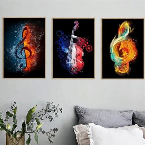 Abstract musical notes Wall Art Pictures Canvas Painting violin on Canvas Home Decor Wall Poster Decor For Living Room Prints