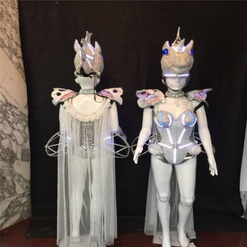 AS98-2 Lady/men Catwalk wears Singer Cosplay stage Colorful LED light ballroom costumes party dance/Bar dj disco suit show cloth