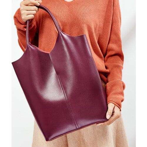 Large wine red Vintage Luxury Woman Handbag Cowhide Ladies Famous Designer Brands Shoulder Bag Pochette Femme Handtassen Dames