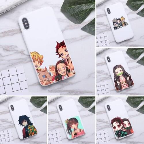 Kamado Nezuko Kimetsu Demon Slayer Phone Case for iPhone 12 mini 11 Pro Max X XR XS 8 7 6s Plus Candy white Silicone Cases