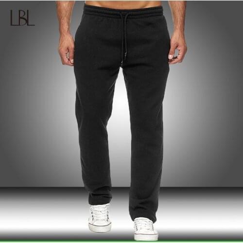 Fleece Warm Cotton Pants Mens Sporting Fitness Pants Casual Jogger Trousers Male Streetwear Solid Color Elastic Waist Sweatpants