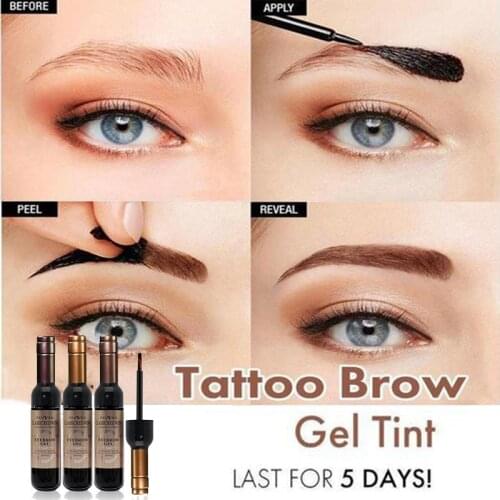 3 Days Last Perfect Waterproof Tattoo Eyebrow Gel Red Wine Tattoo Brow Gel Tint Waterproof Peel Off Dye Eye Brow Gel Cosmetics