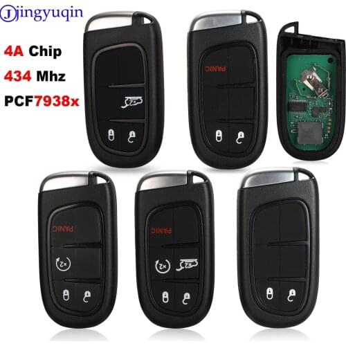 Jingyuqin 4A 434mhz PCF7938X Car Key Shell For Jeep Grand Cherokee Dodge Ram 1500 Journey Charger Dart Challenger Durango Fiat
