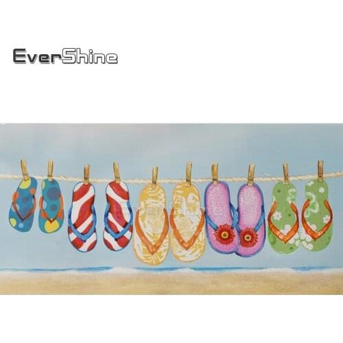 EverShine Full Square Diamond Embroidery Scenery Cross Stitch Diamond Painting Flip Flop Beads Picture Kits Mosaic Diamonds Art