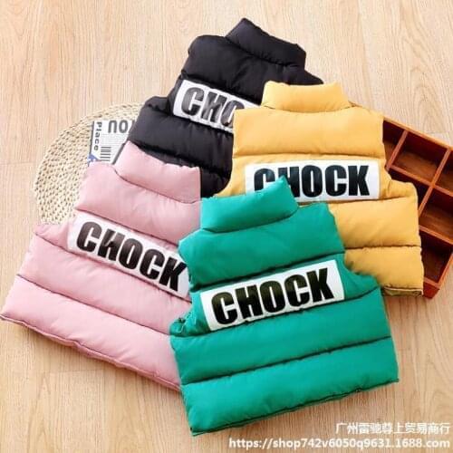 2021 Autumn&Winter Childrens Down Cotton Vest Girls Boys&Babys Printing Letters Korean Style Sleeveless coat Kids Clothes 0-7Y