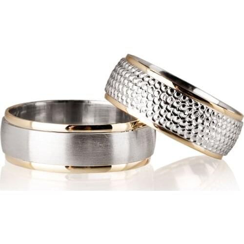 SILVERFONI 925 Sterling Real Silver Wedding Rings Set For Men And Women Jewelry Icy Yellow Bands Anniversary Gift New Season