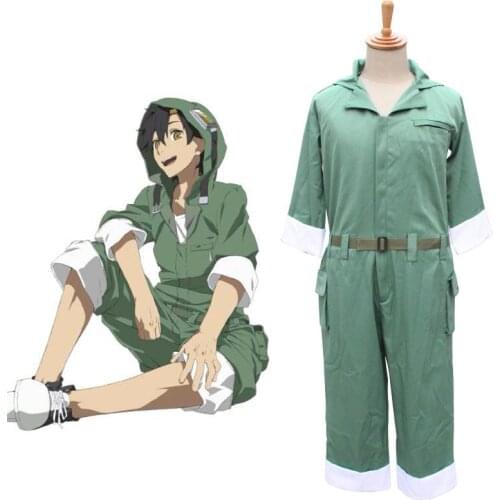 Anime Kagerou Project Mekakucity Actors Cosplay Seto Kosuke Costume Green Jumpsuit Halloween Party Rompers Suit