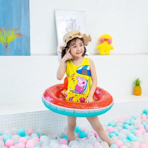 Red Creative Watermelon Fruit Children Swimming Safe Ring Inflatable Water Floating Seat Swim Pool Accessories Cool Summer Bath