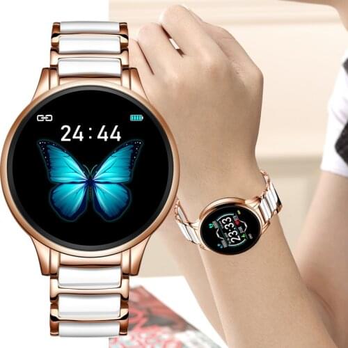 LIGE 2020 New Smart Watch Ladies Heart Rate Blood Pressure Information Reminder Sports Waterproof smartwatch Women Ceramic Strap