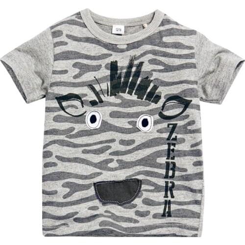 Little Maven New Boys Summer Cool Fashion Grey Zebra Short O-neck Brand Cotton Quality Knitted Children Tshirt