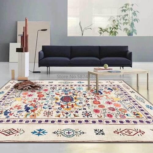 Fashion American Retro Fresh Water Color Flower Living Room Bedroom Bedside Carpet Floor Mat Customization
