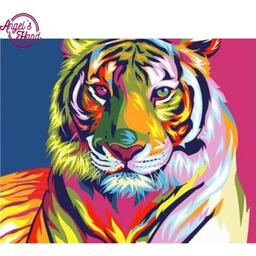 DIY Animal Series Diamond Mosaic Embroidery Needle Craft Full Square Diamond Painting Colour Tiger Christmas Decor