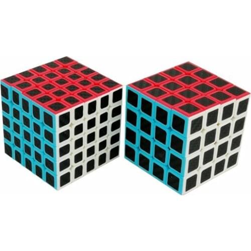 CuberSpeed Speedcubing Bundle Carbon Fiber 4x4 5x5 Speed Cube Set stickerless bright Speed Cube Carbon Fiber Sticker Smooth Magi
