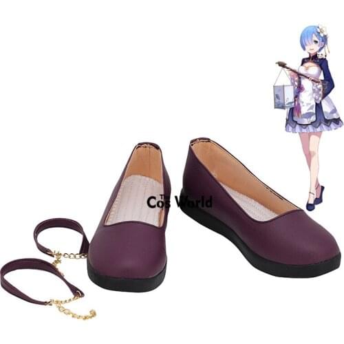 Re:Life in a different world from zero Remu Ramu Lolita Chinoiserie Cheongsam Ramu Remu Anime Customize Cosplay Flat Shoes