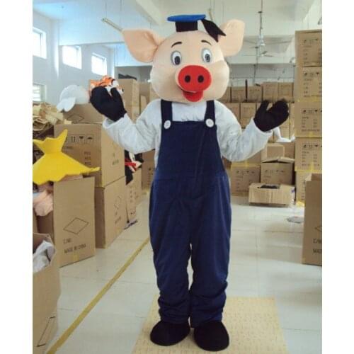 Happy Pig Mascot Costumes Cute Cartoon Pig Apparel Advertisement Costumes Halloween Birthday Party Animal Mascot Costume