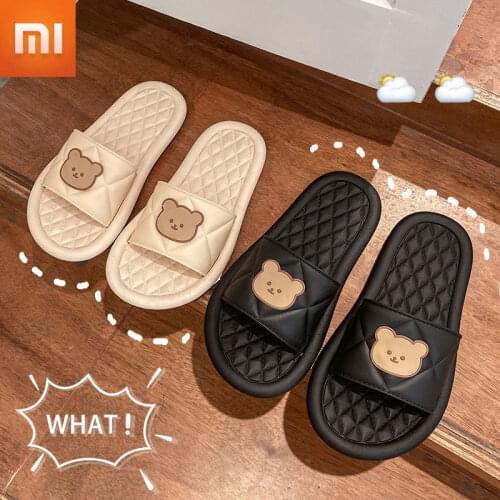 Xiaomi Men Women Couples Flat Slippers Summer Flip Flops Sandals Household Casual Bath Slip On Slides Soft Cute Bear